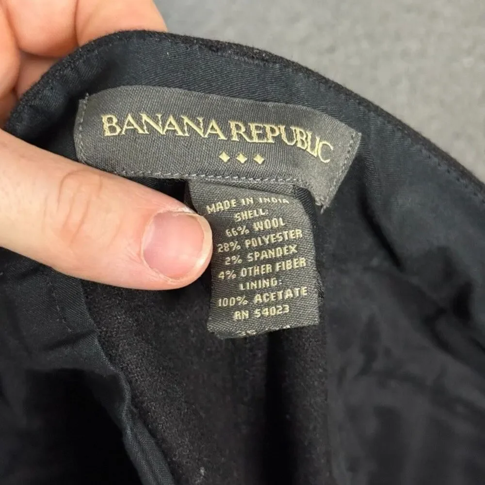 Vtg Banana Republic Pants Mens 35x34 Black Flannel Wool Slacks Straight Fit Y2K